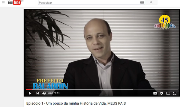 Prefeiturável Balardin se apresenta em vídeo postado na internet