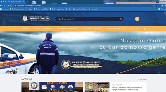 Defesa Civil tem novo site para mobilização