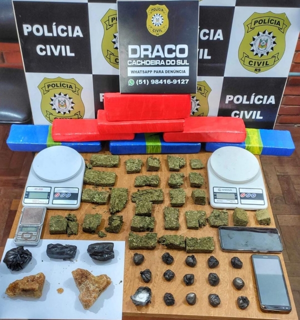 Polícia Civil apreende 5,5 quilos de drogas em Cachoeira do Sul 